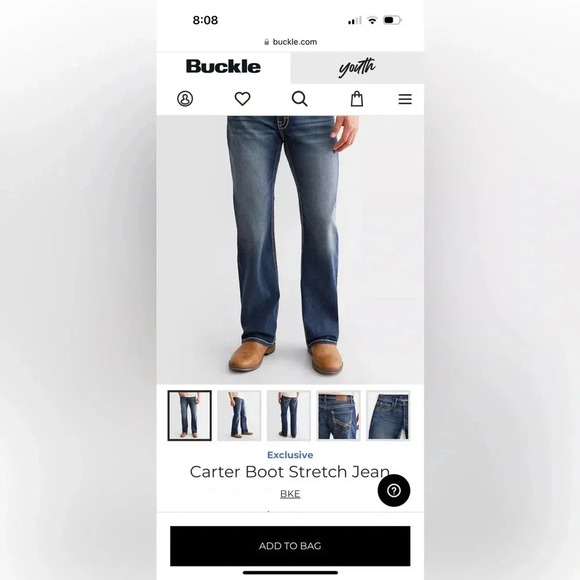 BKE men’s Carter stretch boot cut jeans size 28S - Picture 1 of 6